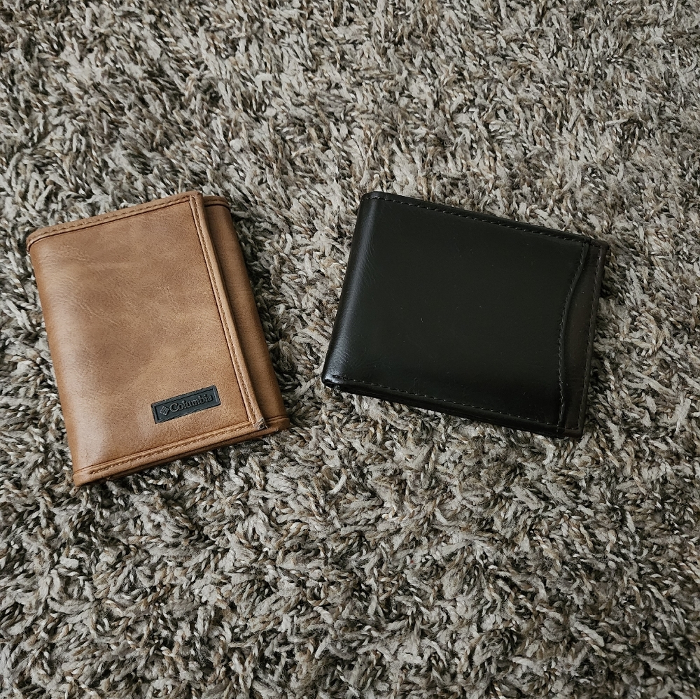 Columbia Trifold + Goodfellow Co. Target Brown Men's Wallet Bundle